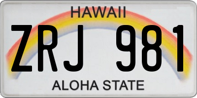 HI license plate ZRJ981