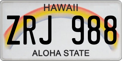 HI license plate ZRJ988