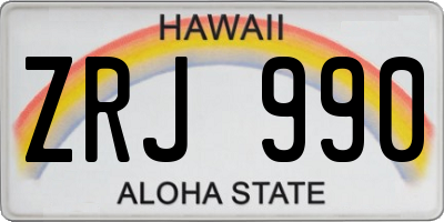 HI license plate ZRJ990
