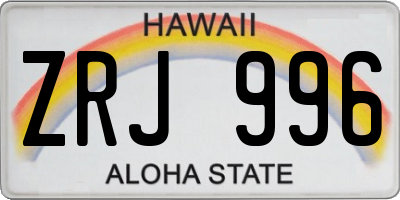 HI license plate ZRJ996