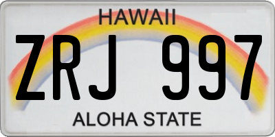 HI license plate ZRJ997