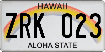 HI license plate ZRK023