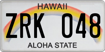 HI license plate ZRK048