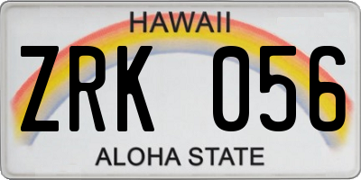 HI license plate ZRK056