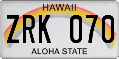 HI license plate ZRK070