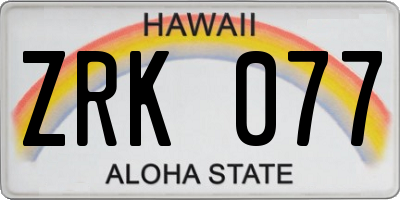 HI license plate ZRK077