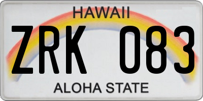 HI license plate ZRK083