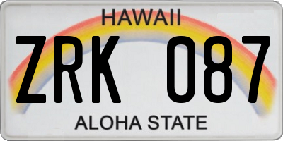 HI license plate ZRK087