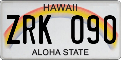 HI license plate ZRK090