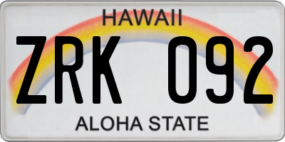 HI license plate ZRK092