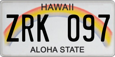HI license plate ZRK097