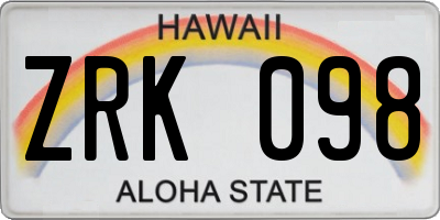 HI license plate ZRK098
