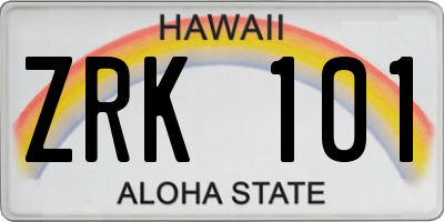 HI license plate ZRK101