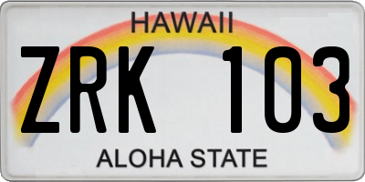 HI license plate ZRK103