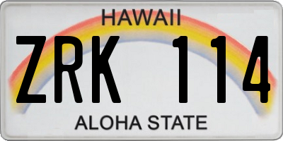 HI license plate ZRK114