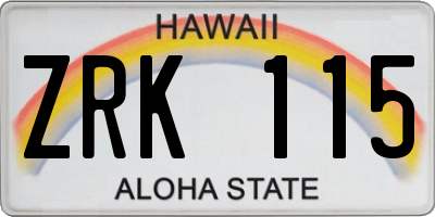 HI license plate ZRK115
