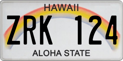 HI license plate ZRK124