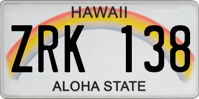 HI license plate ZRK138