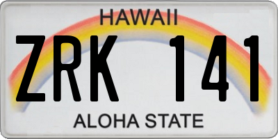 HI license plate ZRK141