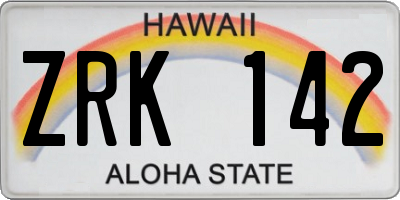 HI license plate ZRK142