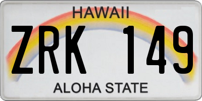 HI license plate ZRK149