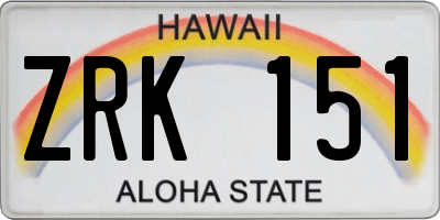 HI license plate ZRK151