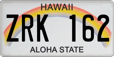HI license plate ZRK162