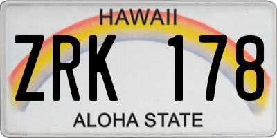 HI license plate ZRK178