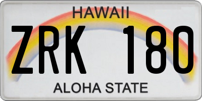 HI license plate ZRK180