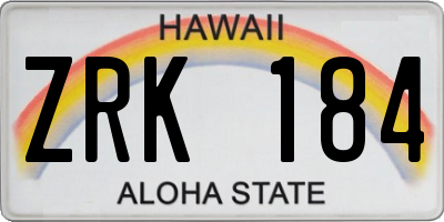 HI license plate ZRK184
