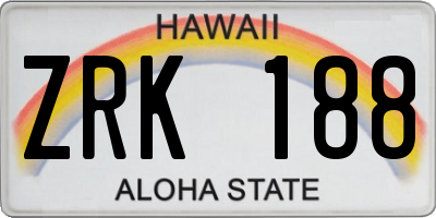 HI license plate ZRK188