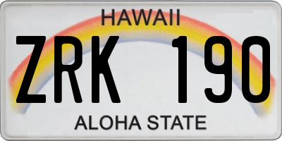 HI license plate ZRK190