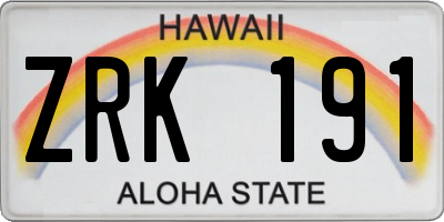 HI license plate ZRK191