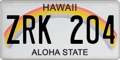 HI license plate ZRK204