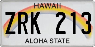 HI license plate ZRK213
