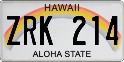HI license plate ZRK214