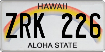 HI license plate ZRK226