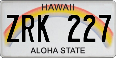 HI license plate ZRK227