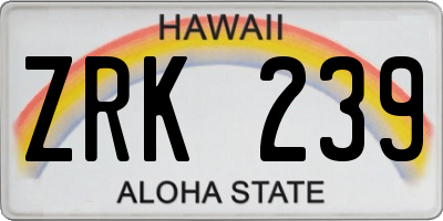 HI license plate ZRK239