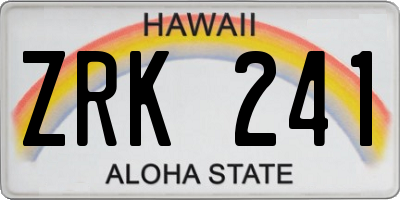 HI license plate ZRK241