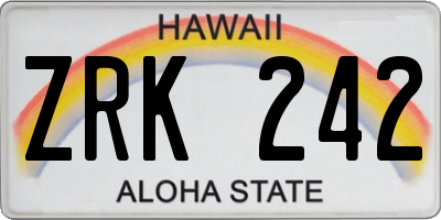 HI license plate ZRK242