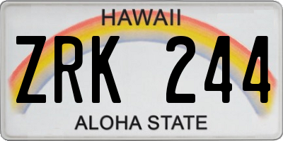 HI license plate ZRK244