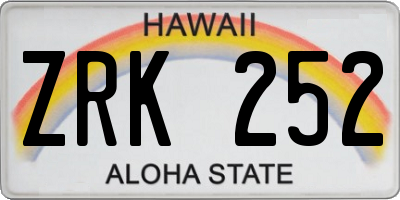 HI license plate ZRK252