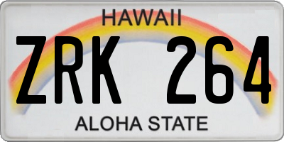 HI license plate ZRK264