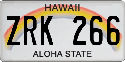 HI license plate ZRK266