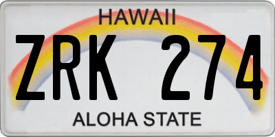 HI license plate ZRK274