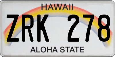 HI license plate ZRK278