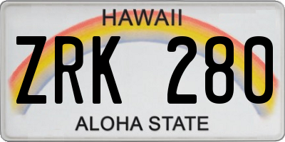 HI license plate ZRK280