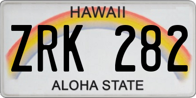 HI license plate ZRK282