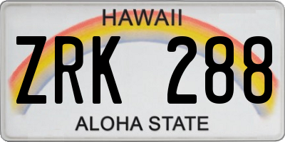 HI license plate ZRK288